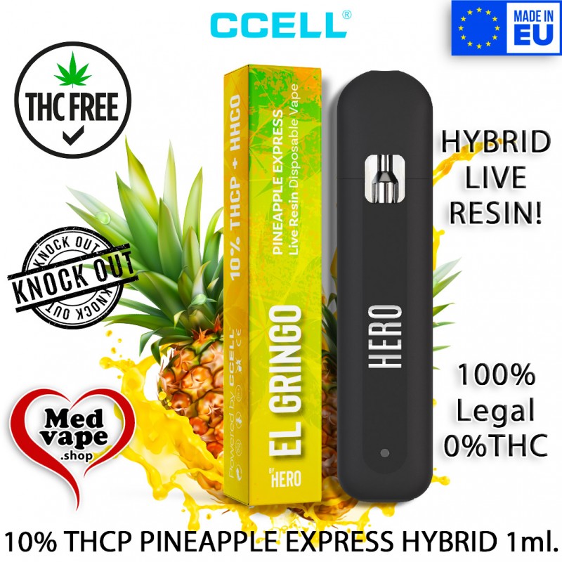 THCP VAPE 10% PINEAPPLE EXPRESS HYBRID LIVE RESIN - EL GRINGO WEED THC