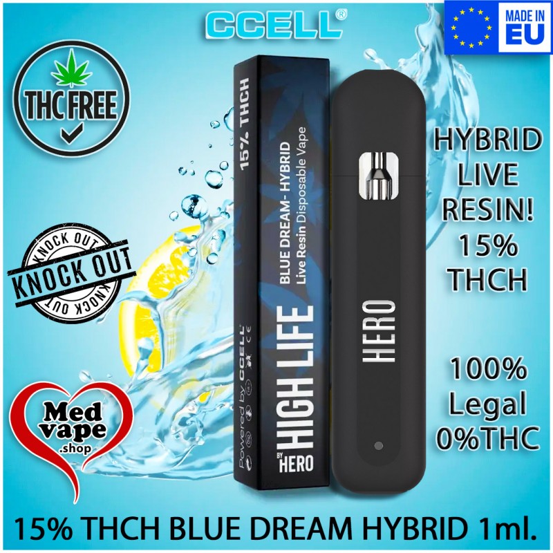 HIGH LIFE 15% THCH VAPE BLUE DREAM HYBRID 1ML - HERO WEED THC MEDVAPE